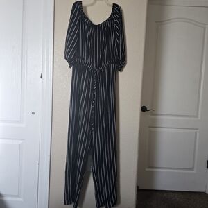 Black and White Striped Jumpsuit